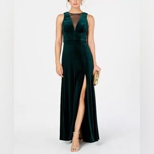 Elegant Midnight Blue Maxi Velvet Evening Dress 8